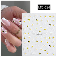 3D Laser Sakura Flower Nail Sticker