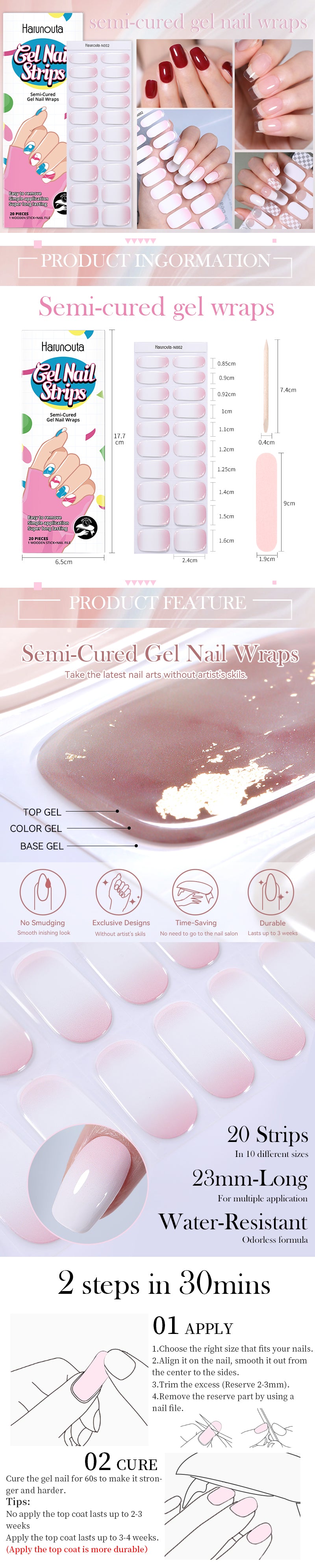 Full Cover Nail Gel Sticker Wraps Manicure