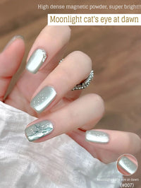 Glass Cat Magnet White Nails