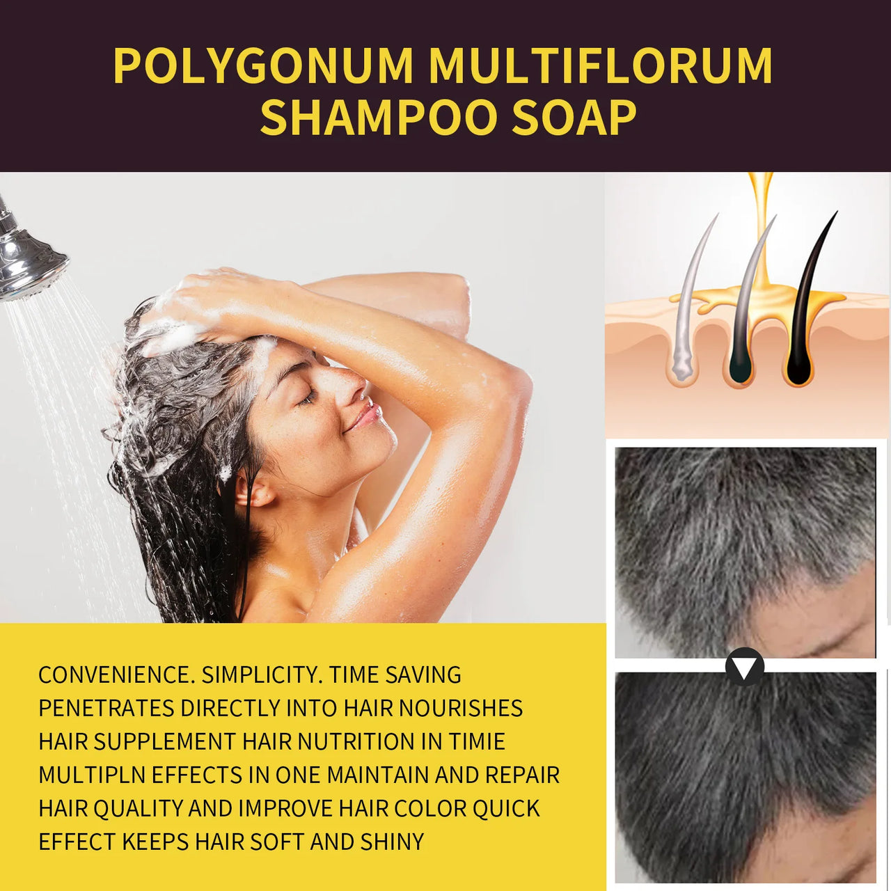 Hair Dye Shampoo 3in1 Darkening Hairs Instant Gray To Black