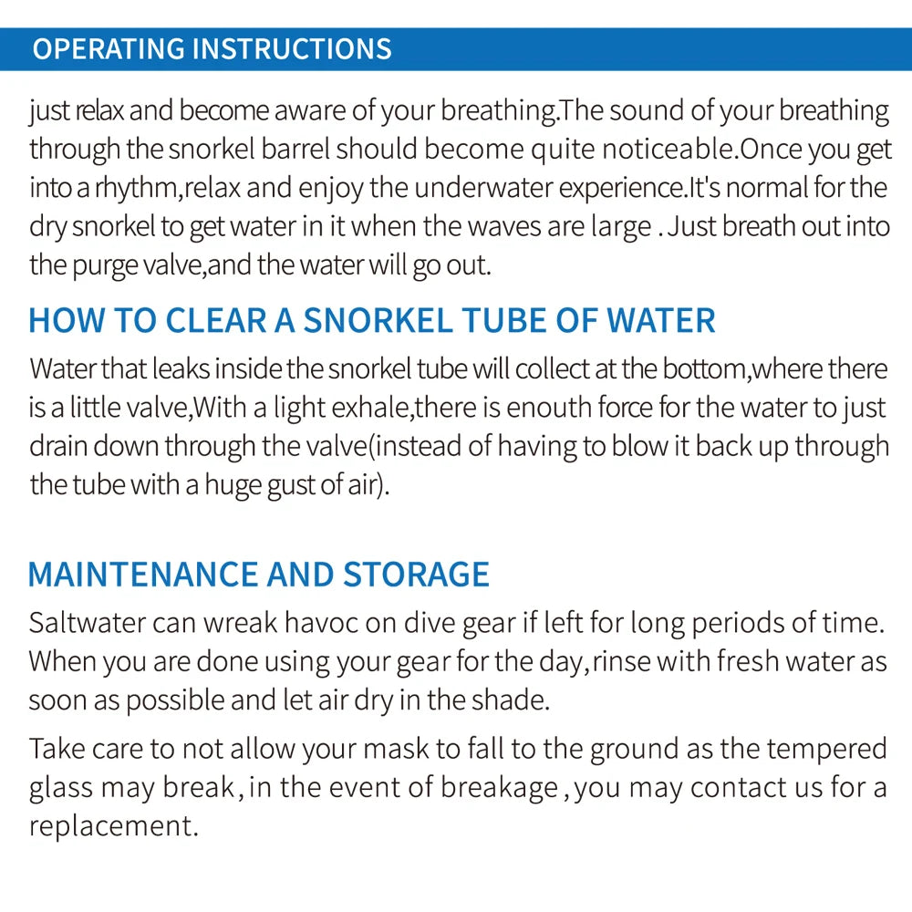 Dry Snorkel Set Diving Mask For Adults