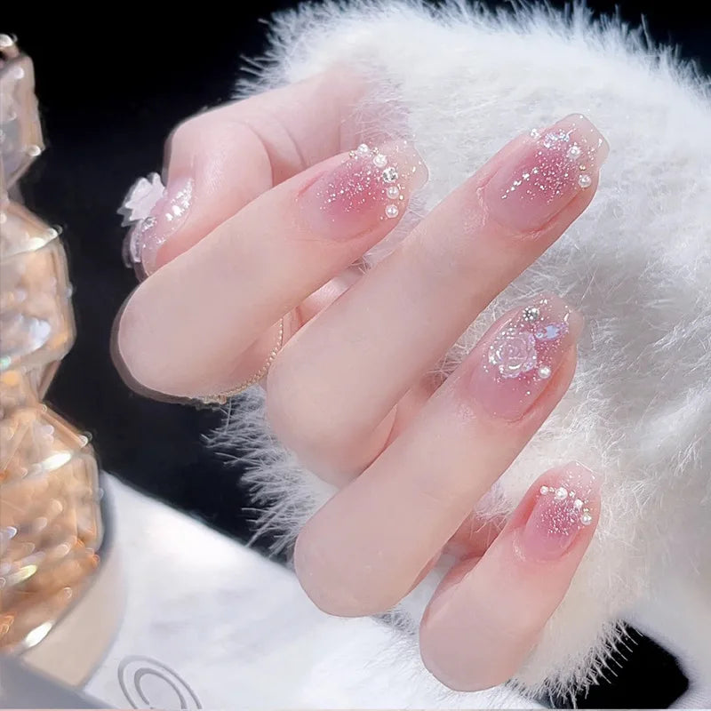 Rose Fake Nails