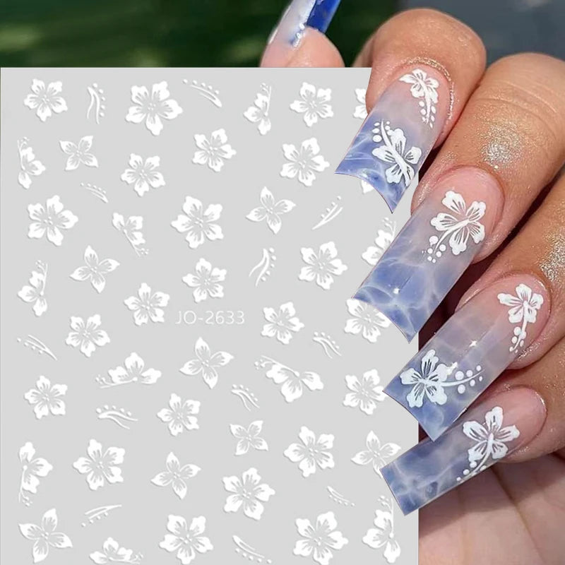 3D Laser Sakura Flower Nail Sticker