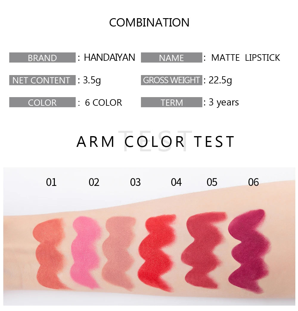 6-Color Matte Lipstick