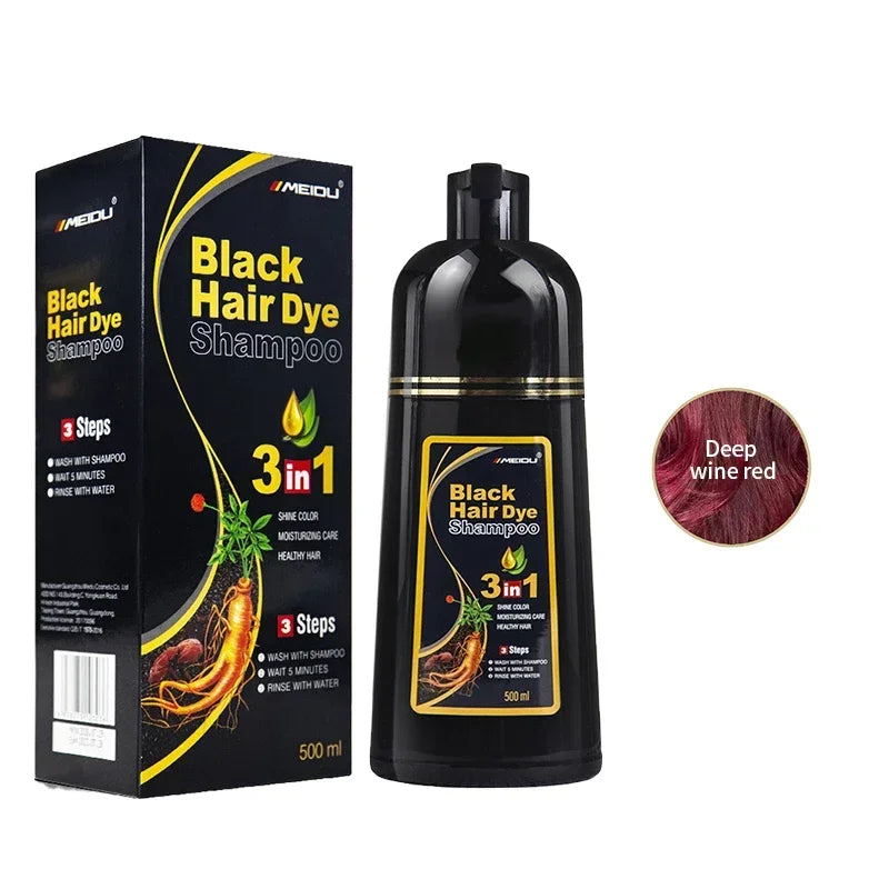 Hair Dye Shampoo 3in1 Darkening Hairs Instant Gray To Black