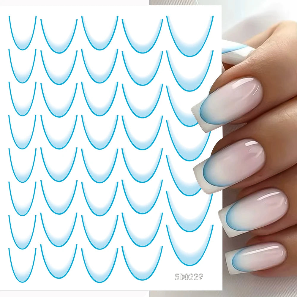 French Gradient Line Nail Art Stickers