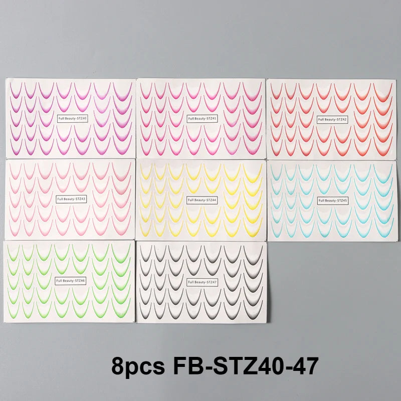 8pcs Gradient French Nail Art Stickers