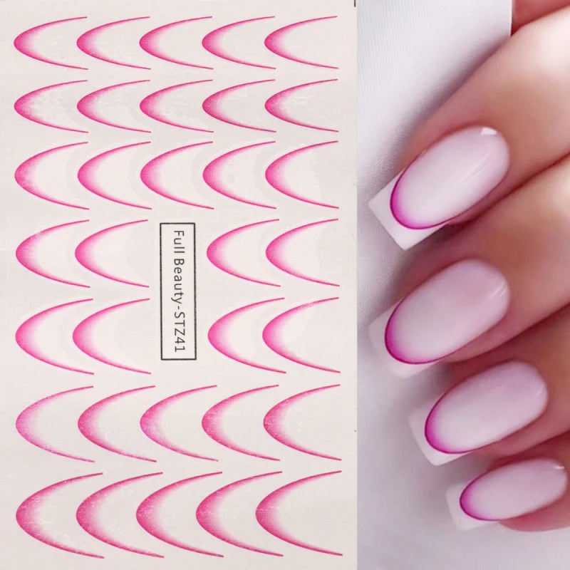 8pcs Gradient French Nail Art Stickers