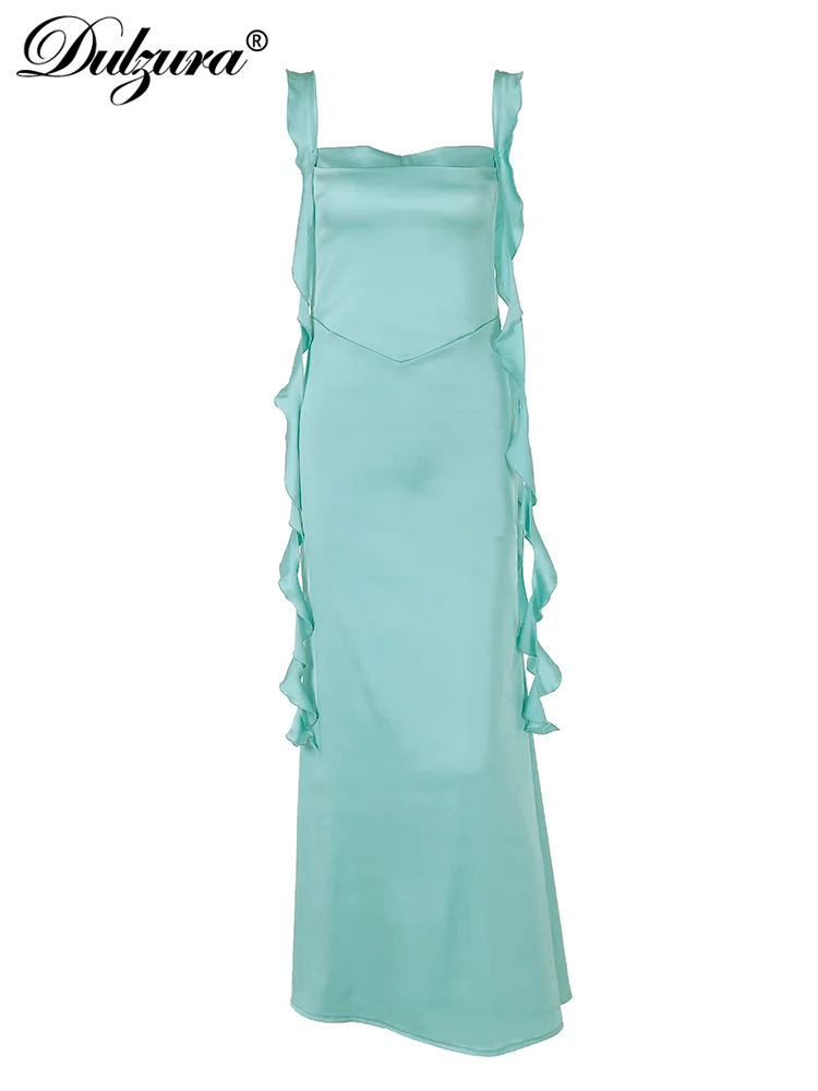 Dulzura Satin Backless Maxi Dress Tassels Sexy Sleeveless 2024 Summer Women Body-Shaping Clubwear Birthday Party Elegant
