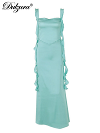 Dulzura Satin Backless Maxi Dress Tassels Sexy Sleeveless 2024 Summer Women Body-Shaping Clubwear Birthday Party Elegant