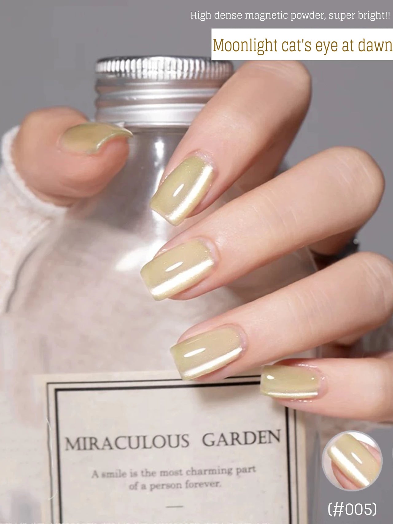 Glass Cat Magnet White Nails