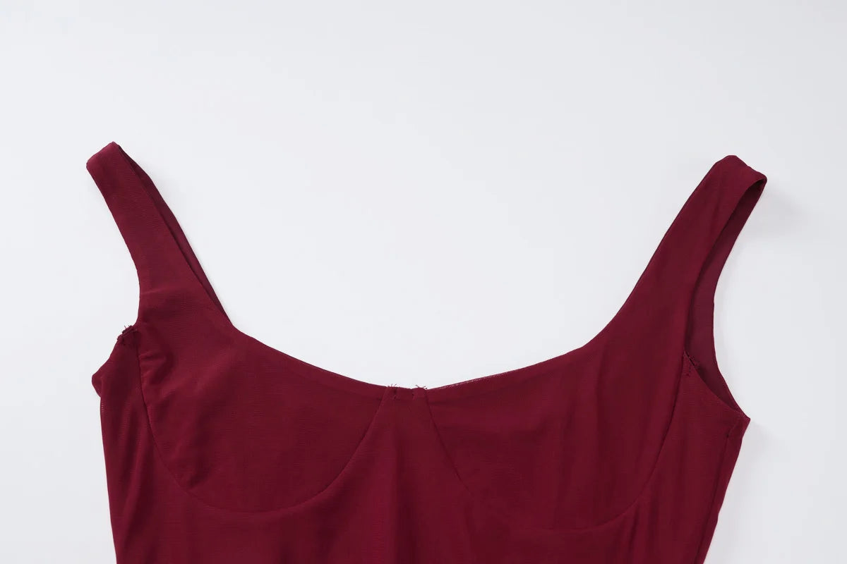 Dulzura Sleeveless Mesh Sheer Patchwork Maxi Dress Sexy Elegant Long Dress Prom Evening Party Clubwear Autumn Winter Outfit