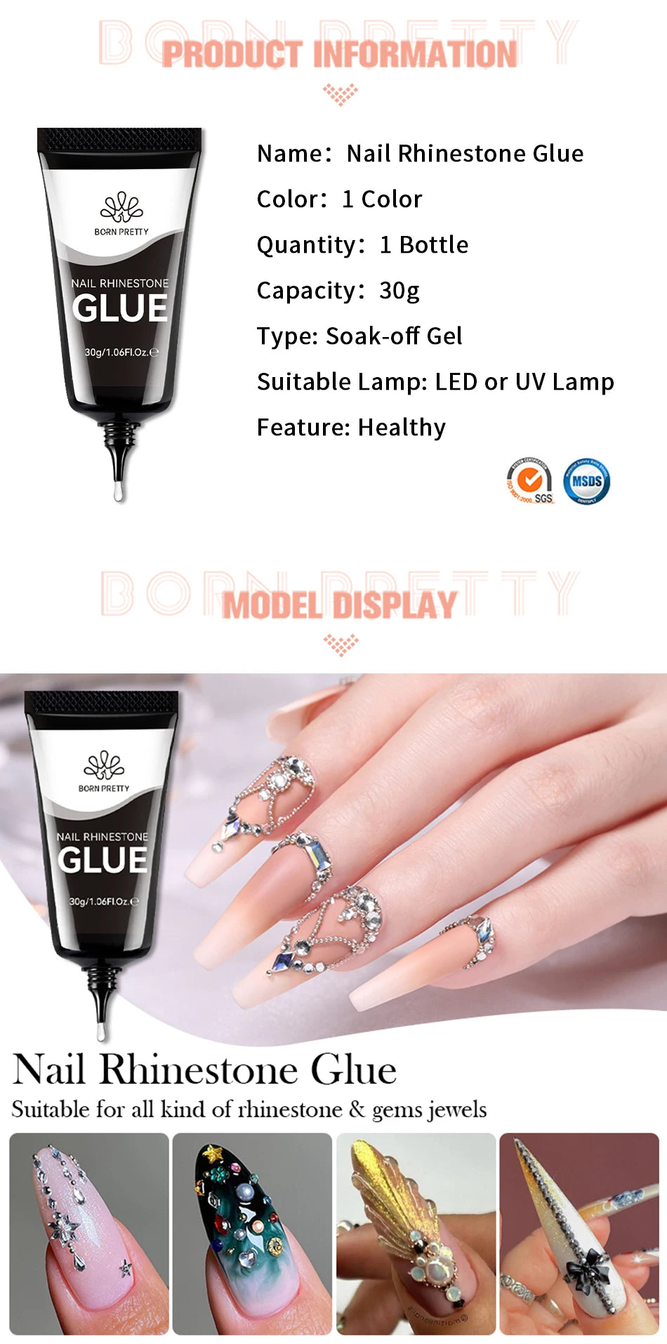 BORN PRETTY 30ml Rhinestones