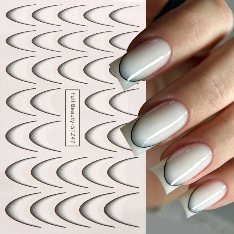 8pcs Gradient French Nail Art Stickers