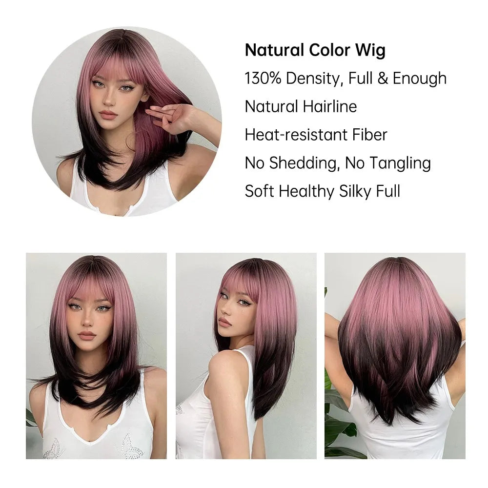 LOUIS FERRE Black Pink Ombre Synthetic