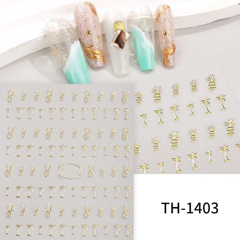 3D Laser Sakura Flower Nail Sticker