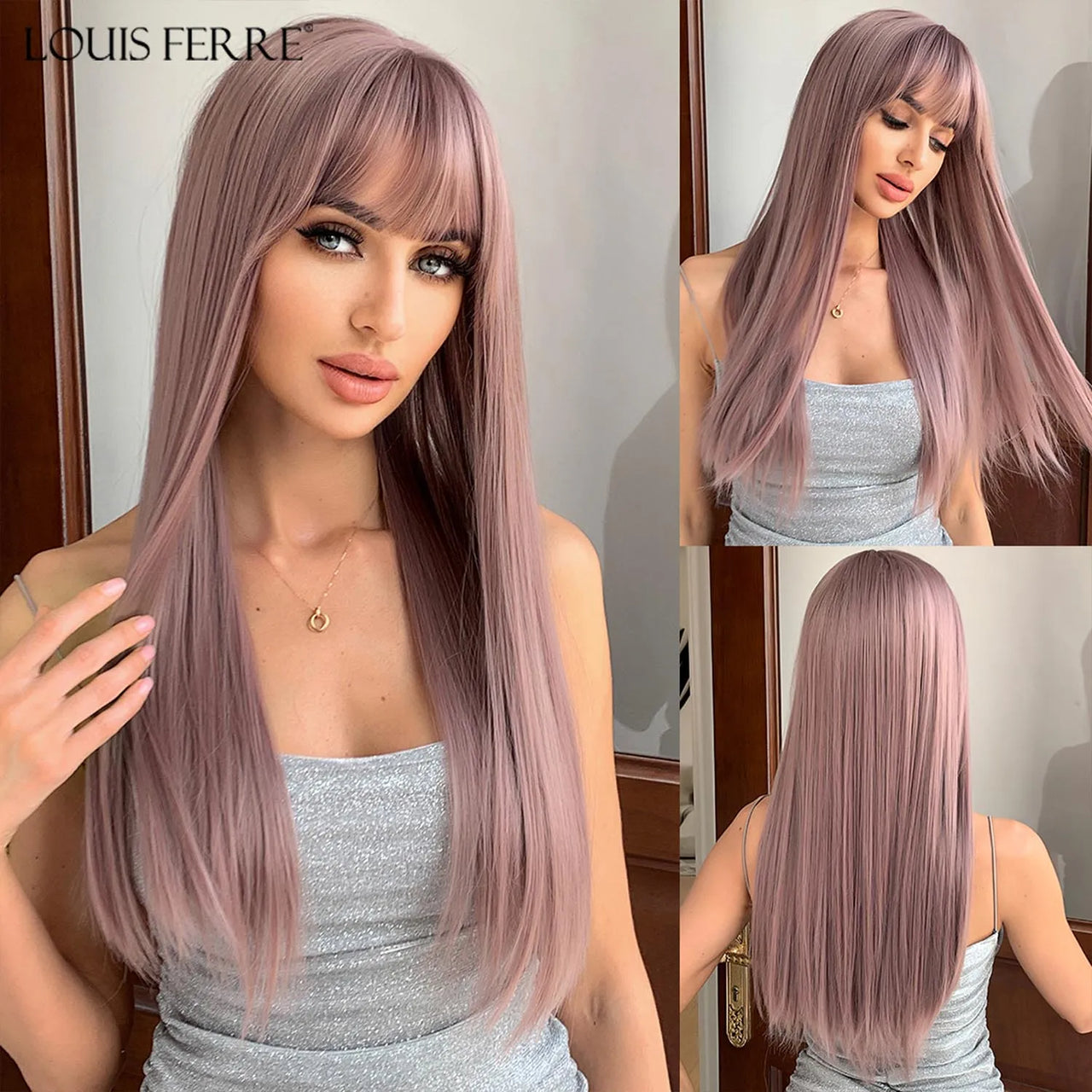 LOUIS FERRE Black Pink Ombre Synthetic