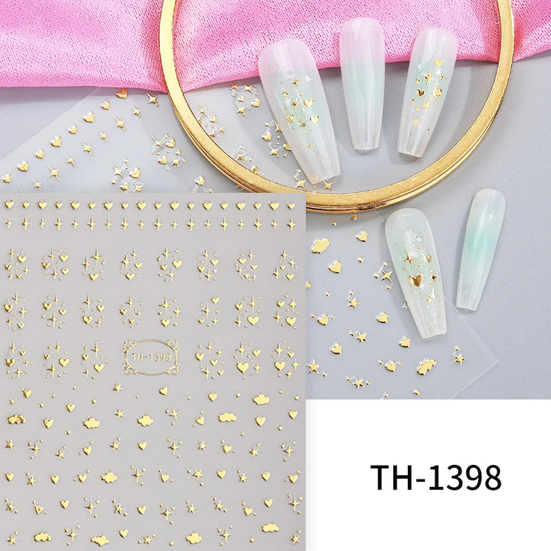 3D Laser Sakura Flower Nail Sticker