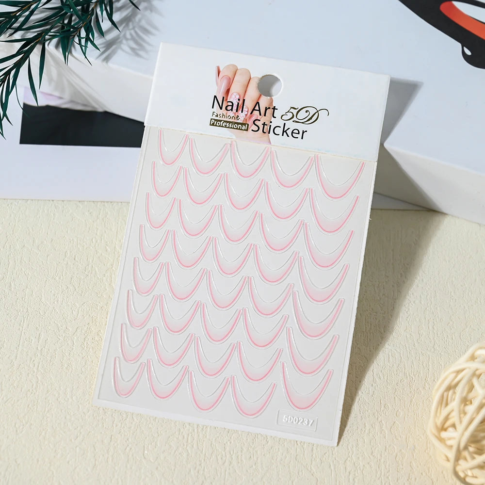 French Gradient Line Nail Art Stickers