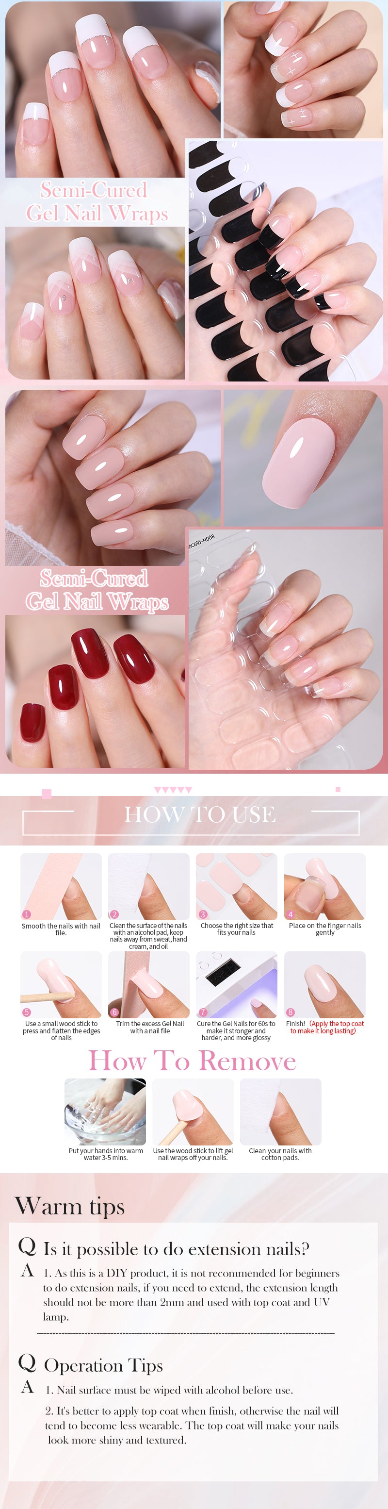Full Cover Nail Gel Sticker Wraps Manicure