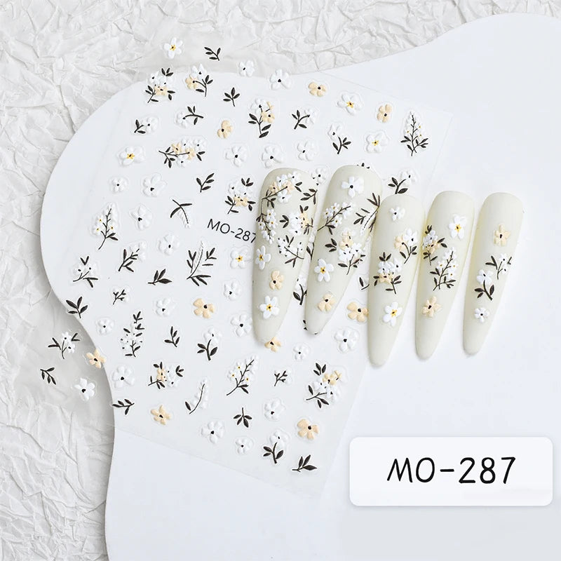 3D Laser Sakura Flower Nail Sticker