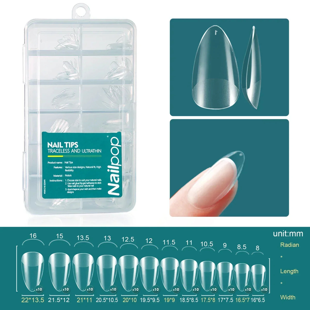 Nailpop 120pcs Acrylic Nails Fake Capsule