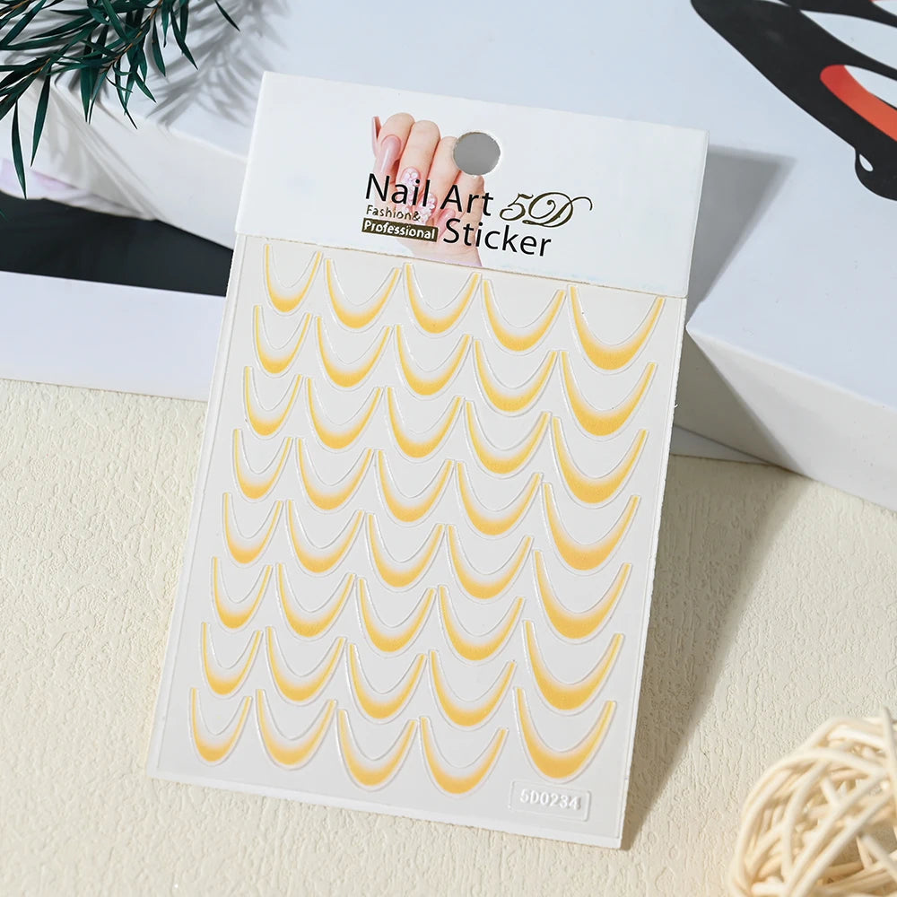 French Gradient Line Nail Art Stickers