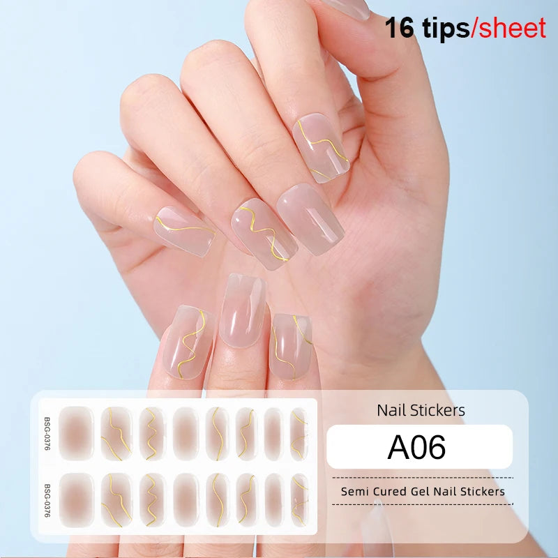 Full Cover Nail Gel Sticker Wraps Manicure