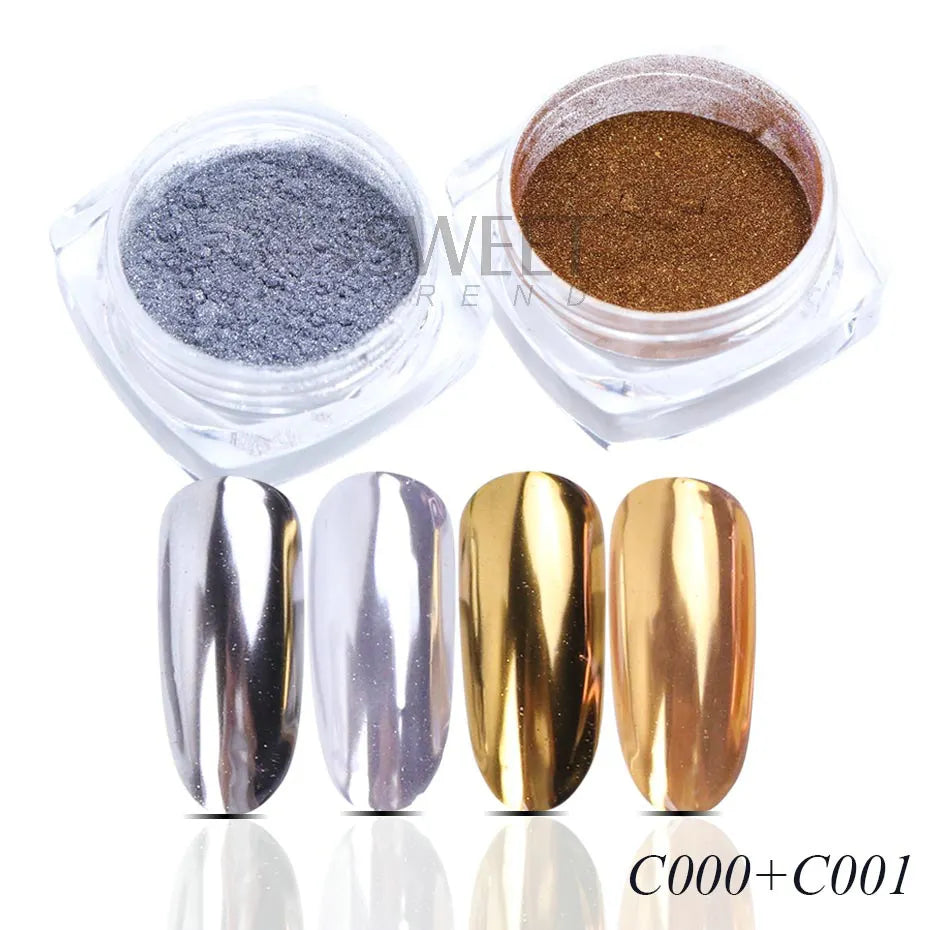 Black Mirror Chrome Nails Powder