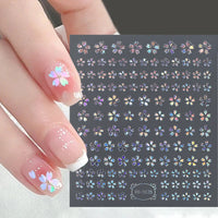 3D Laser Sakura Flower Nail Sticker