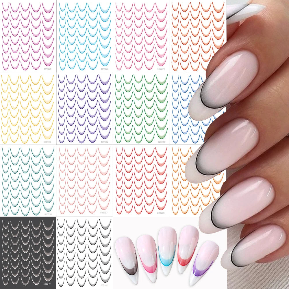 French Gradient Line Nail Art Stickers