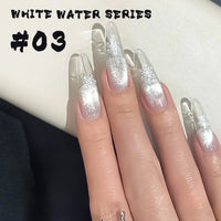 Glass Cat Magnet White Nails