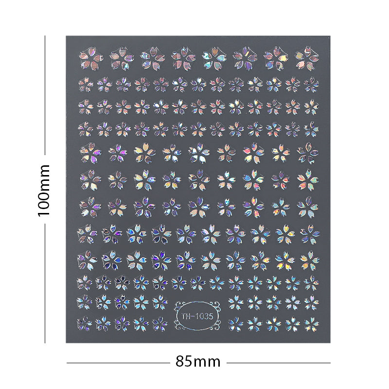 3D Laser Sakura Flower Nail Sticker