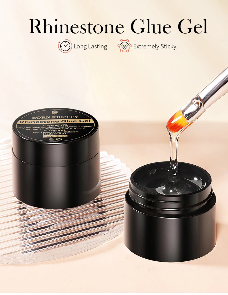 BORN PRETTY 3PCS Rhinestones Glue Gel Set