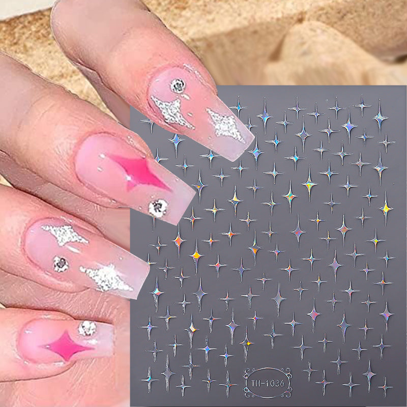 3D Laser Sakura Flower Nail Sticker