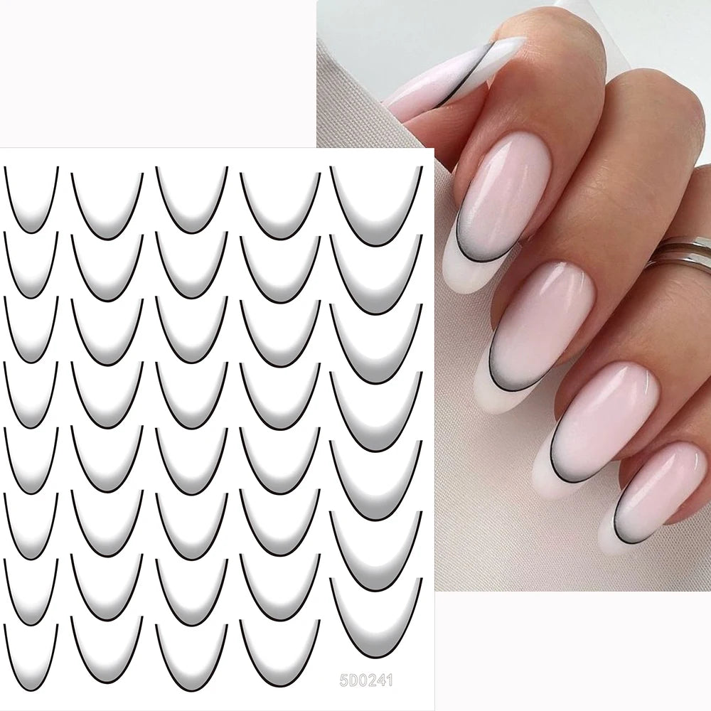 French Gradient Line Nail Art Stickers