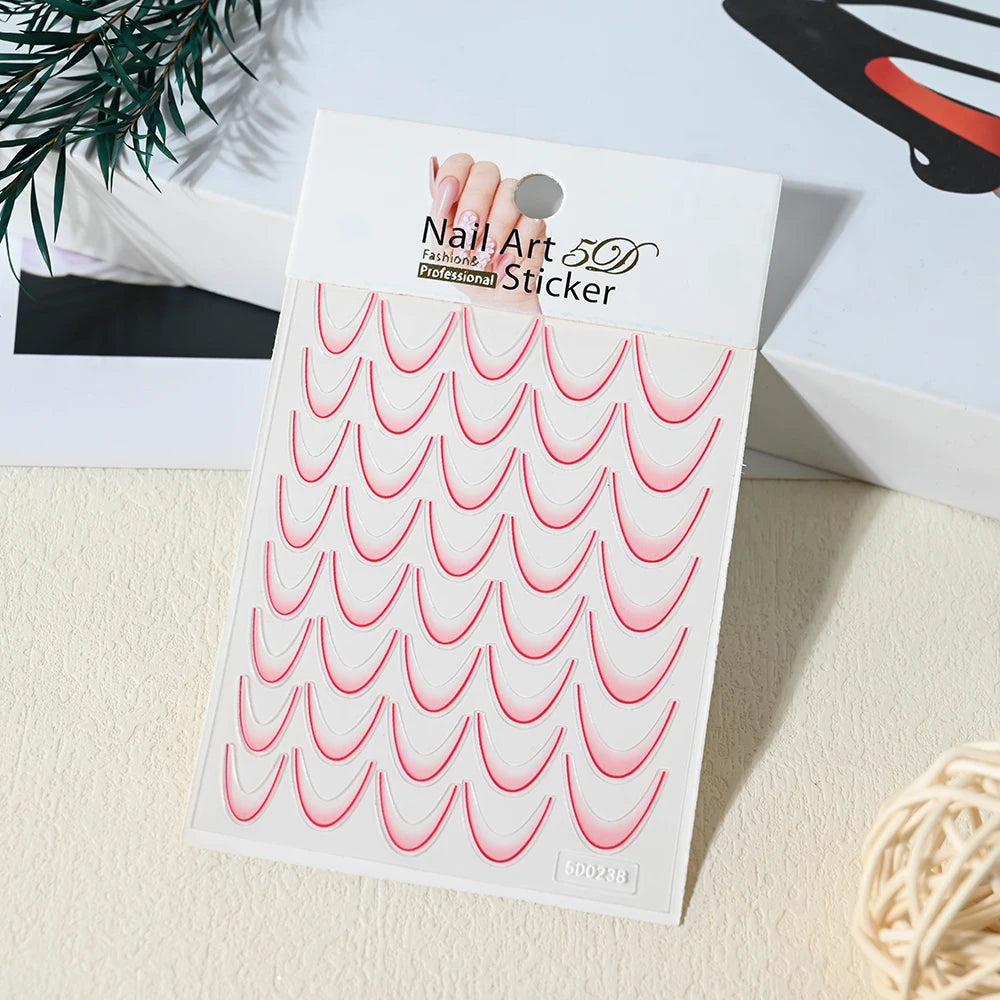 French Gradient Line Nail Art Stickers