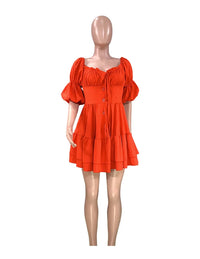 BAMBOOBOY Short Sexy Sleeve Mini Dress Women Summer Slash Neck Off Shoulder Bow Elegant Party Single Breasted Dresses for Women