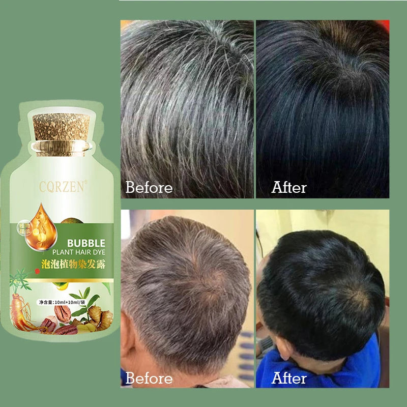 Natural Hair Dye Shampoo Gray White Hair Cover