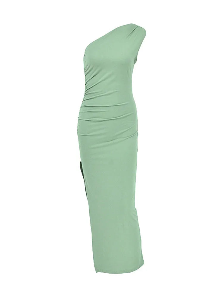 Black Maxi Dress Women Elegant Party Summer Fashion Sexy Split Sleeveless Backless Dress Off Shoulder Streetwear Club Slim Dress
