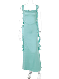 Dulzura Satin Backless Maxi Dress Tassels Sexy Sleeveless 2024 Summer Women Body-Shaping Clubwear Birthday Party Elegant