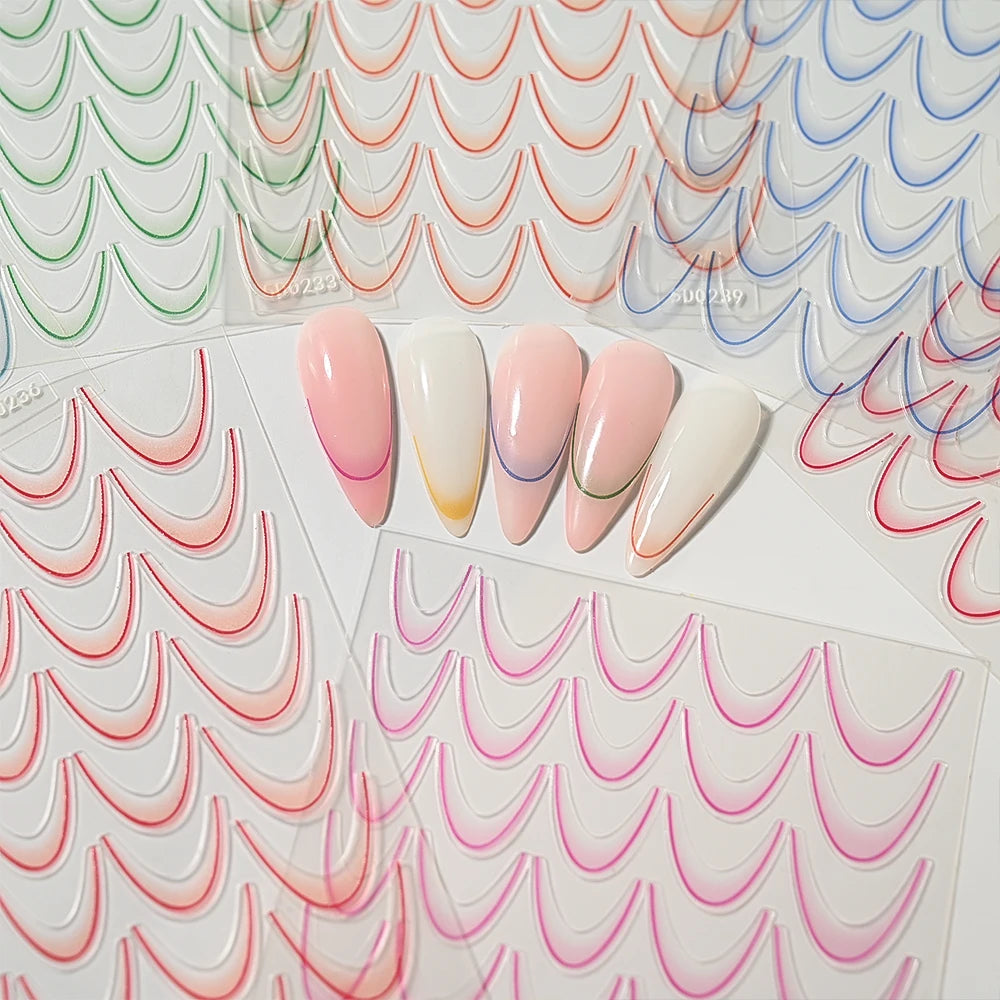 French Gradient Line Nail Art Stickers