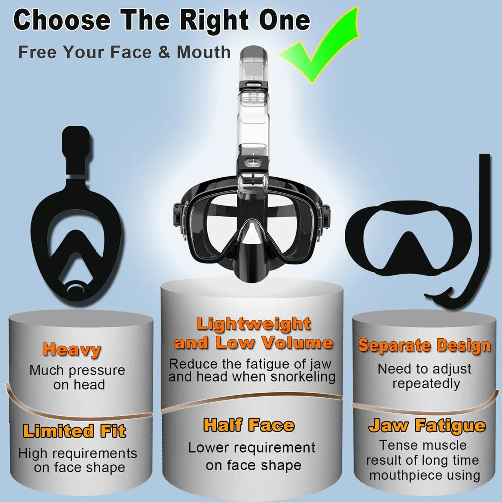 Diving Masks Foldable Anti-Fog Snorkel