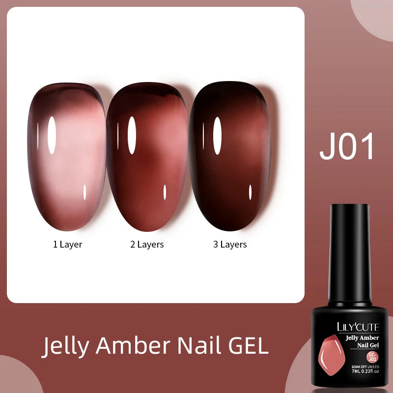 LILYCUTE 7ML Jelly Amber Gel Nail Polish