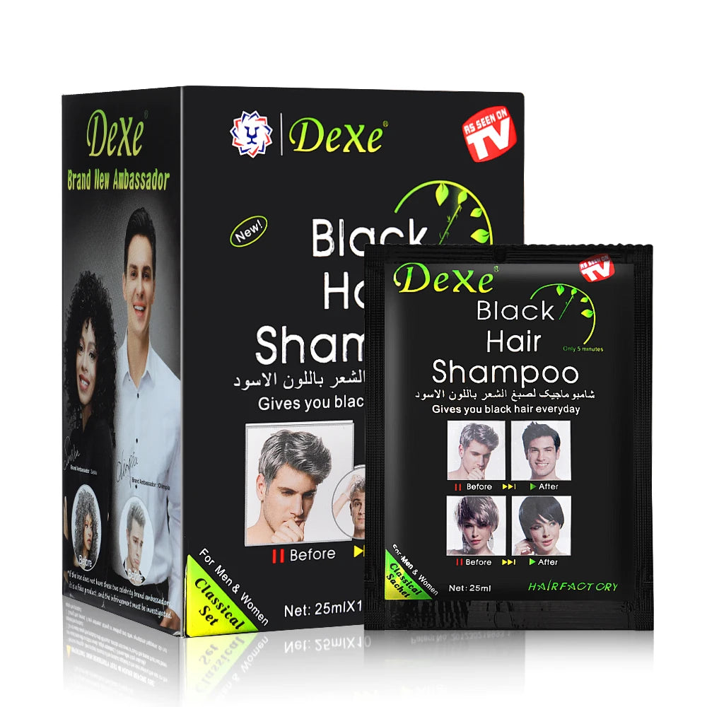 10Pcs 20Pcs Dexe Black Hair Shampoo Black Herb Natural Faster Black Hair