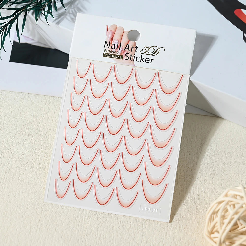 French Gradient Line Nail Art Stickers