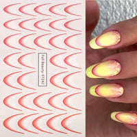8pcs Gradient French Nail Art Stickers