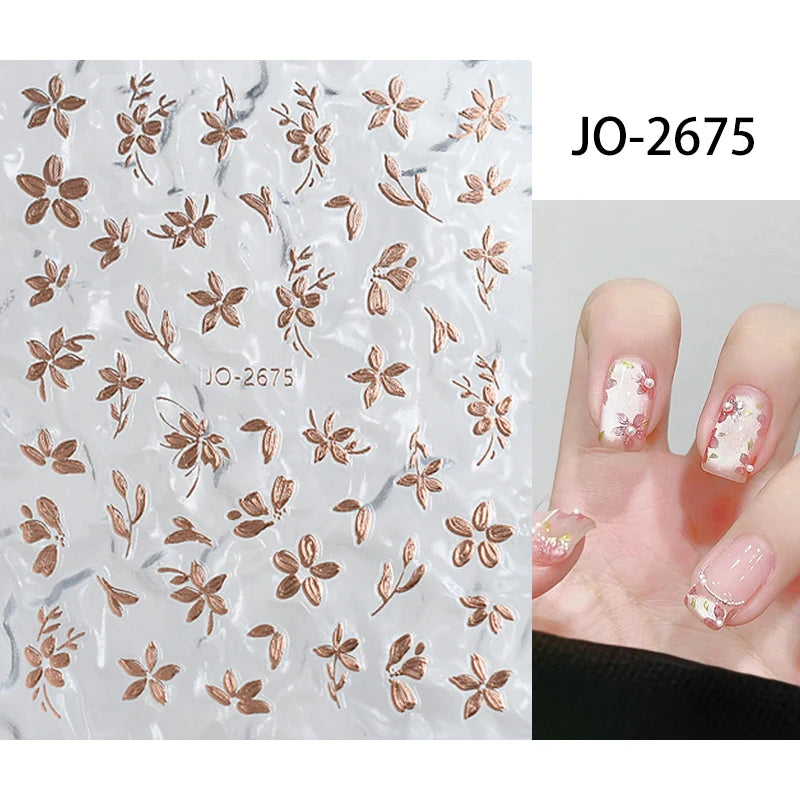 3D Laser Sakura Flower Nail Sticker