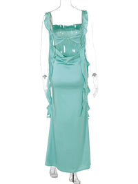 Dulzura Satin Backless Maxi Dress Tassels Sexy Sleeveless 2024 Summer Women Body-Shaping Clubwear Birthday Party Elegant