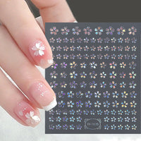 3D Laser Sakura Flower Nail Sticker